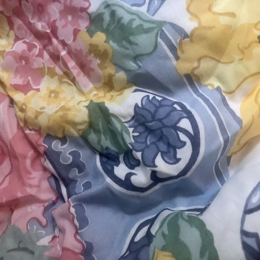 Lady Pepperell Vintage Twin Comforter Blue Ginger Jar Reversible Ruffled Rare